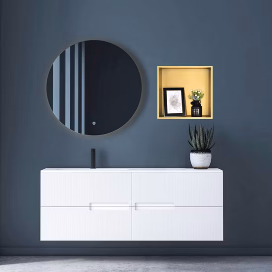 ステンレススチール シャワーニッチ 凹型ニッチシャワー バスルーム収納用 タイル張り不要 12インチ x 12インチ x 4インチ シャンパンゴールド